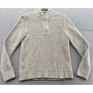 7 DIAMONDS Sweater Mens XL Gray Speckled Knit 1/4 Zip Mock Neck Sweater